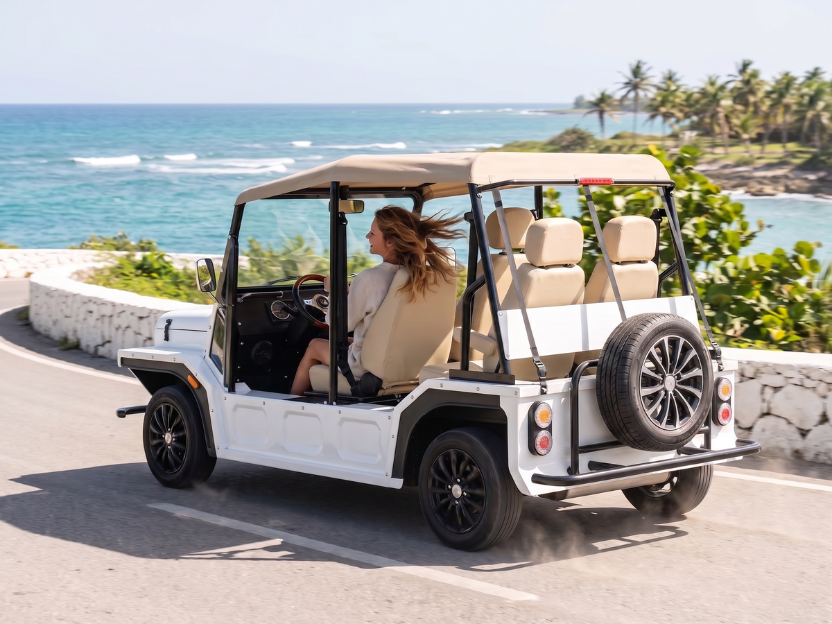 Person driving Onda EV on a scenic coastal road