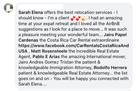 Client testimonial screenshot