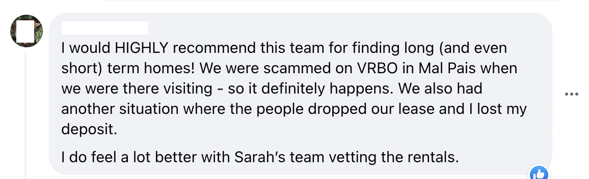 Client testimonial screenshot