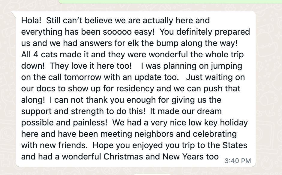 Client testimonial screenshot