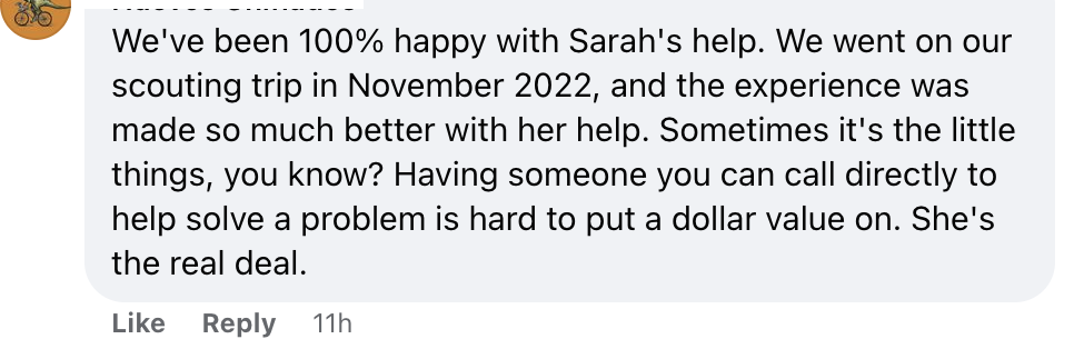 Client testimonial screenshot