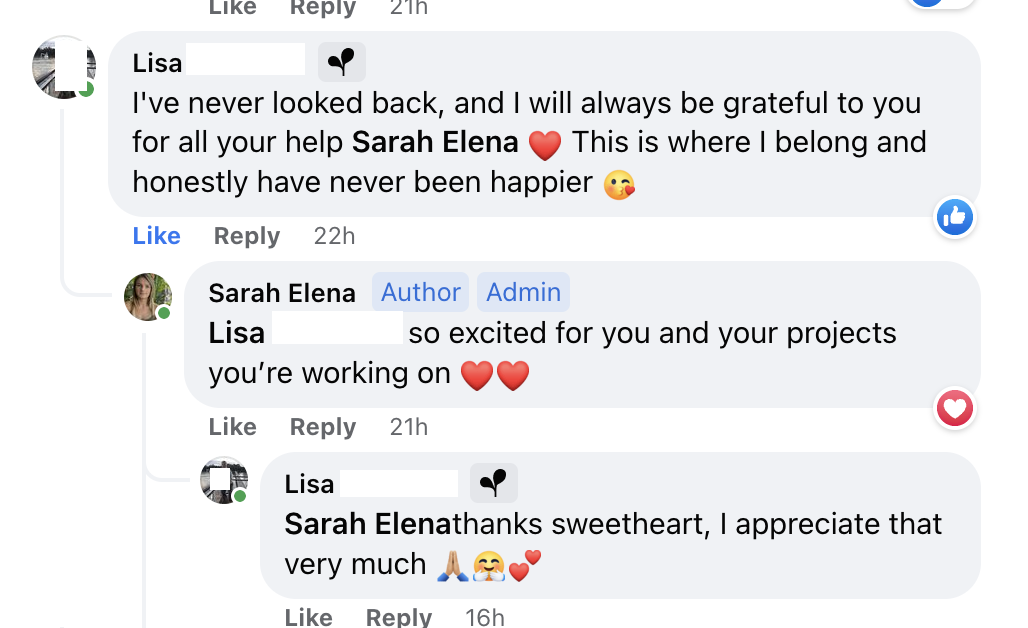 Client testimonial screenshot