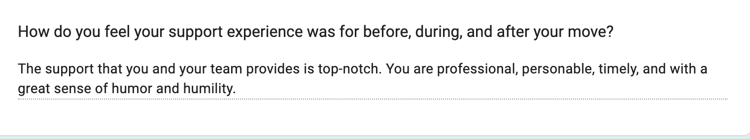 Client testimonial screenshot