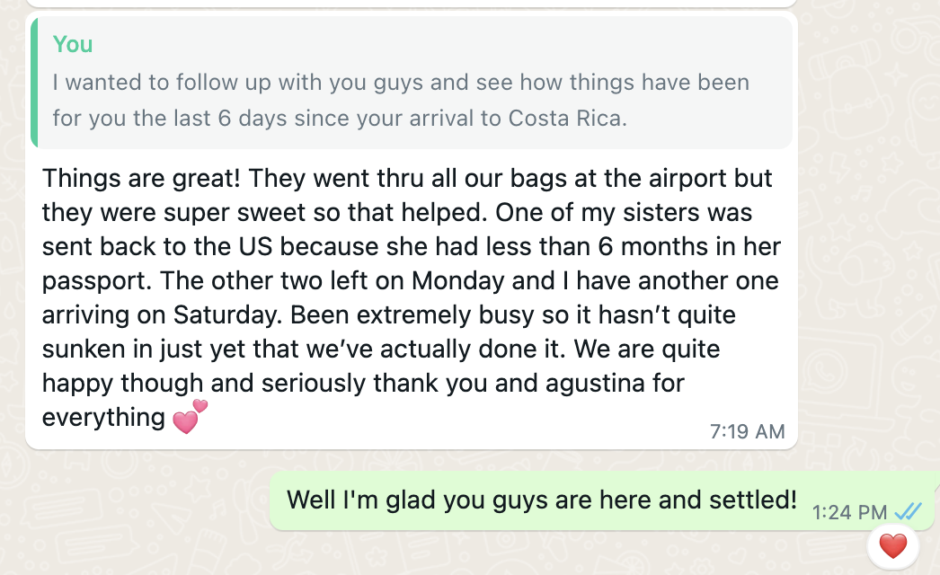 Client testimonial screenshot