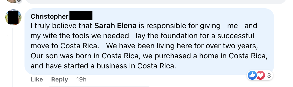 Client testimonial screenshot