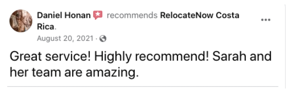 Client testimonial screenshot