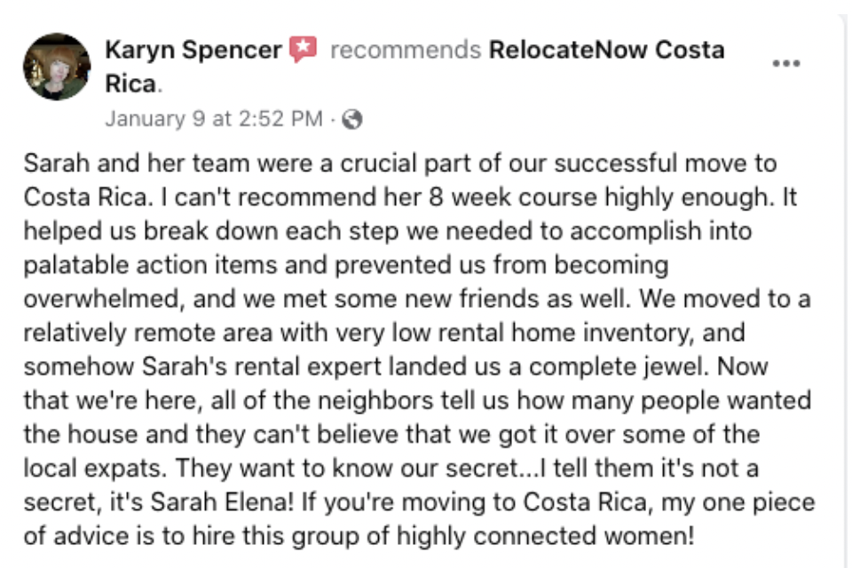 Client testimonial screenshot