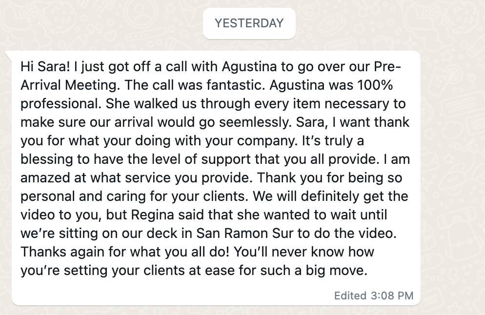 Client testimonial screenshot