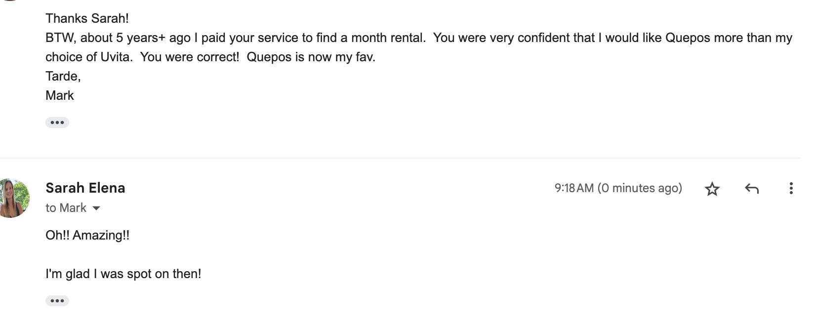 Client testimonial screenshot